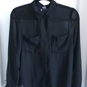 H&M Black Sheer Blouse